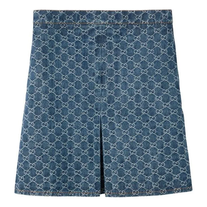 (WMNS) Gucci GG Jacquard Flared Skirt 'Denim' 791386-XDCZE-4266 - 1