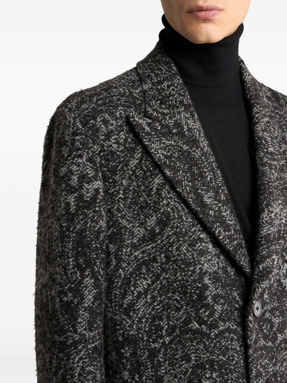 jacquard single-breasted coat - 4
