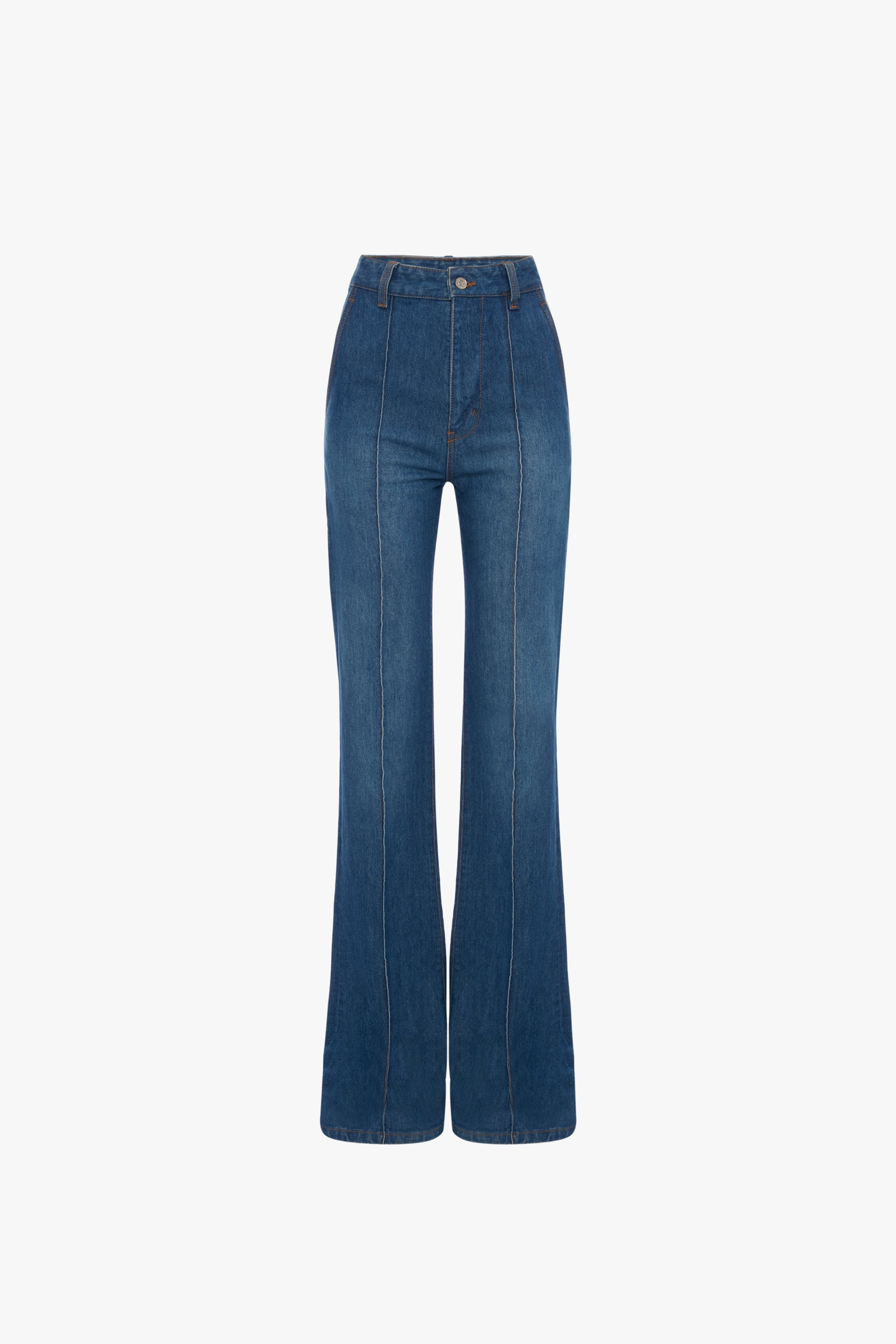 Brigitte High Waisted Flare Jean in Sandwashed Indigo - 1