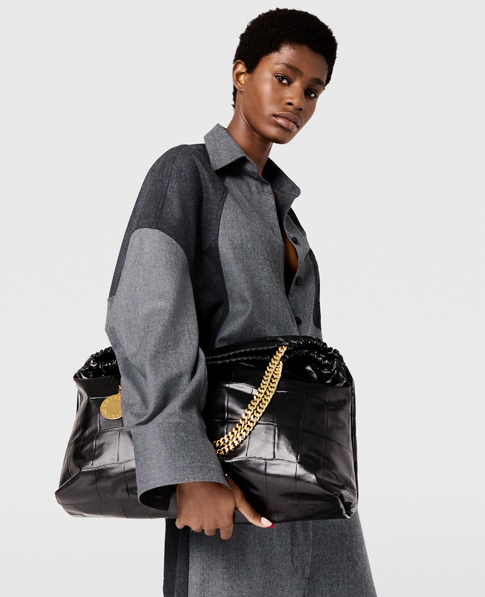 Falabella Crocodile-Embossed Drawstring Tote Bag - 2