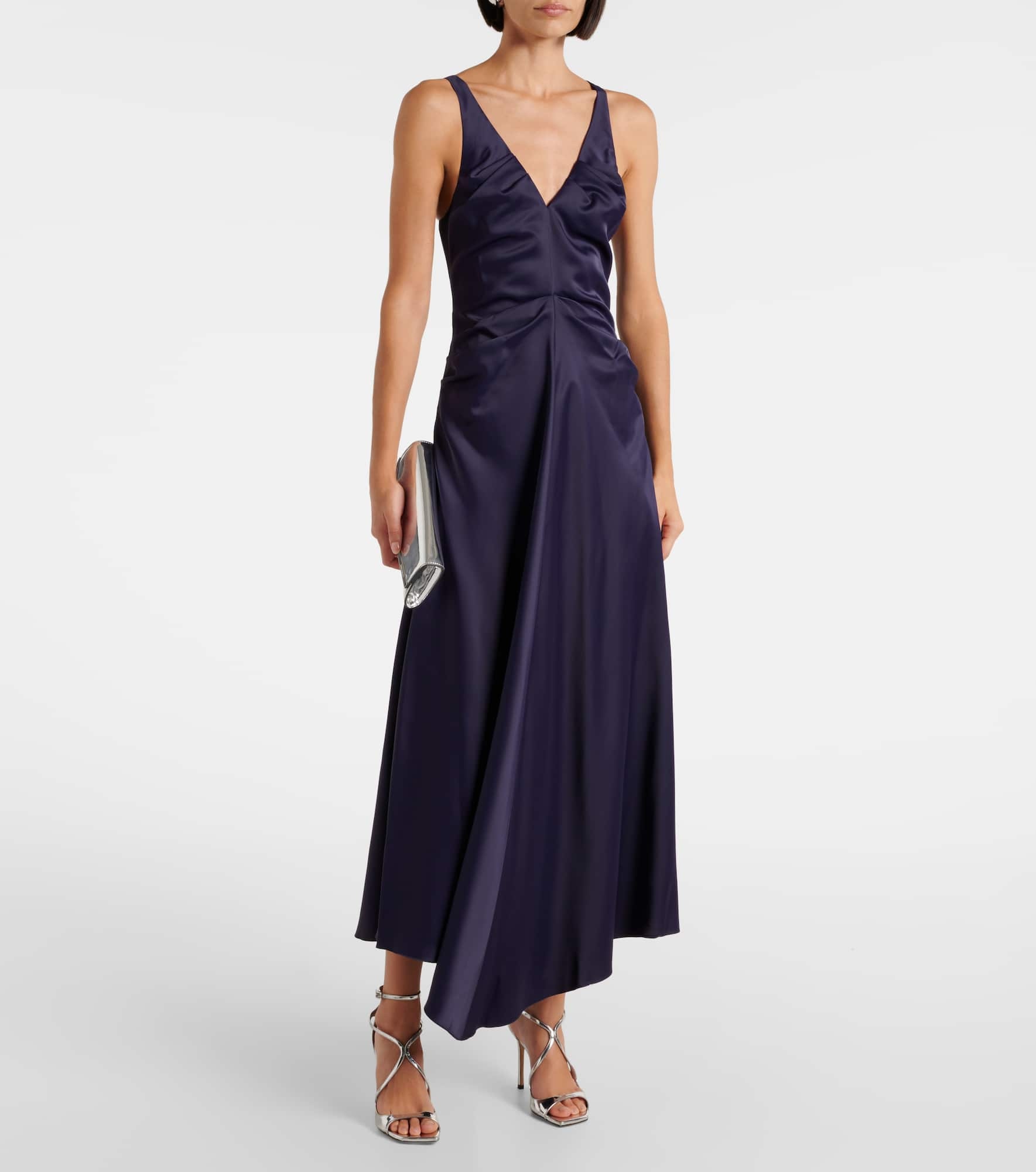 Gathered satin maxi dress - 2