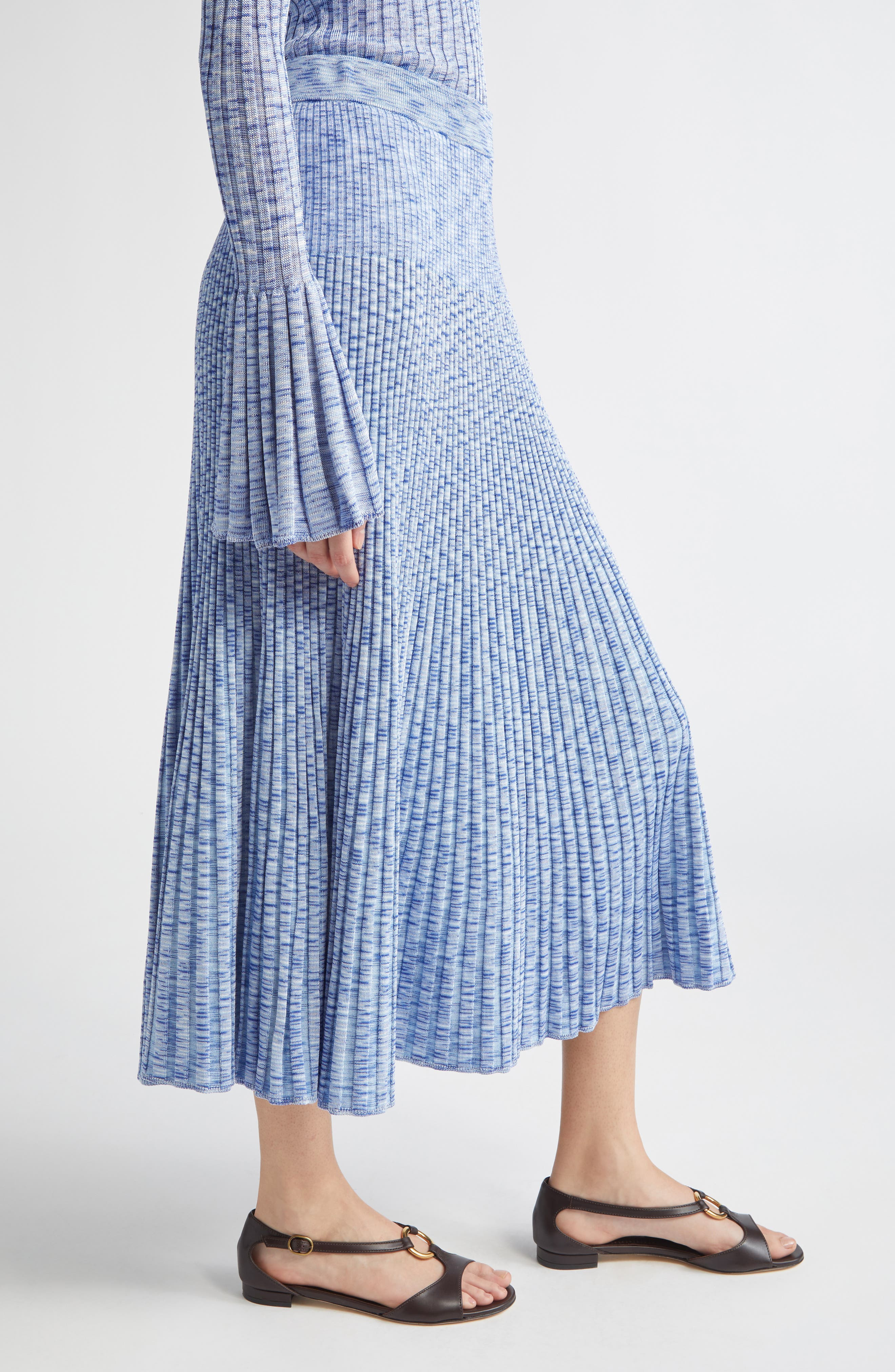 Zimmermann Mouline Rib Midi Sweater Skirt in Blue Multi at Nordstrom - 4