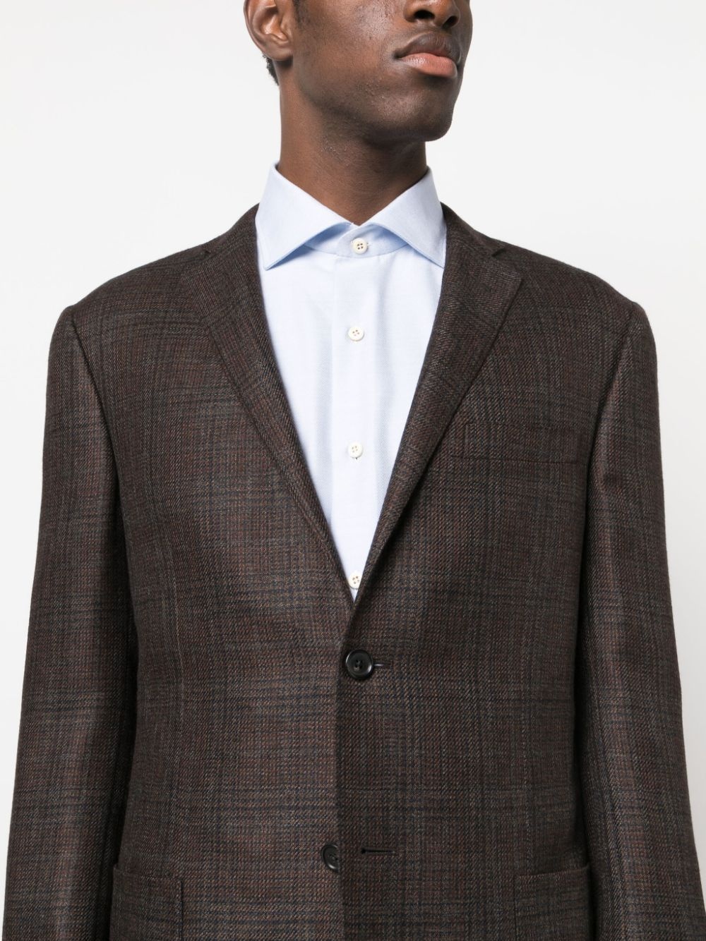 check-pattern cashmere blazer - 5