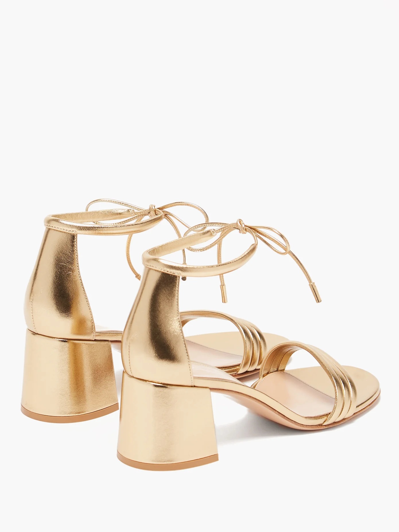 Triple-strap 60 metallic-leather sandals - 4