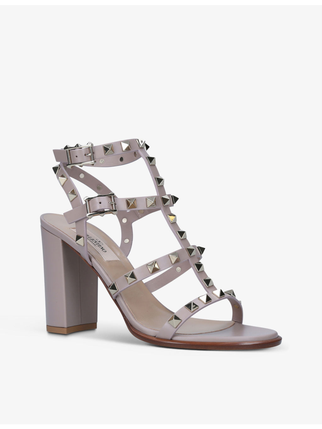 Rockstud open-toe leather heeled sandals - 3