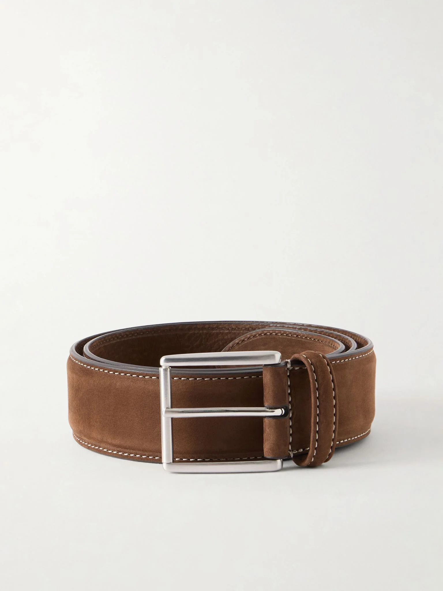 3cm Suede Leather Belt Brown - 1