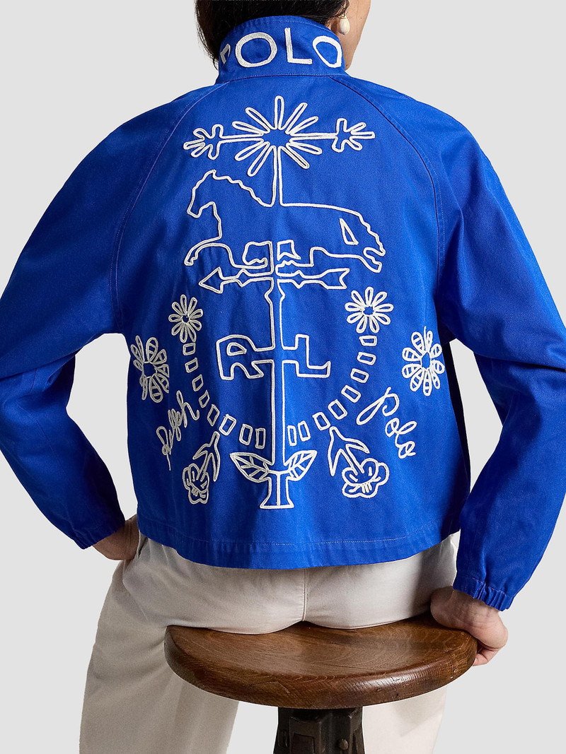 Women's Embroidered Cotton Twill Jacket - Heritage Blue 3