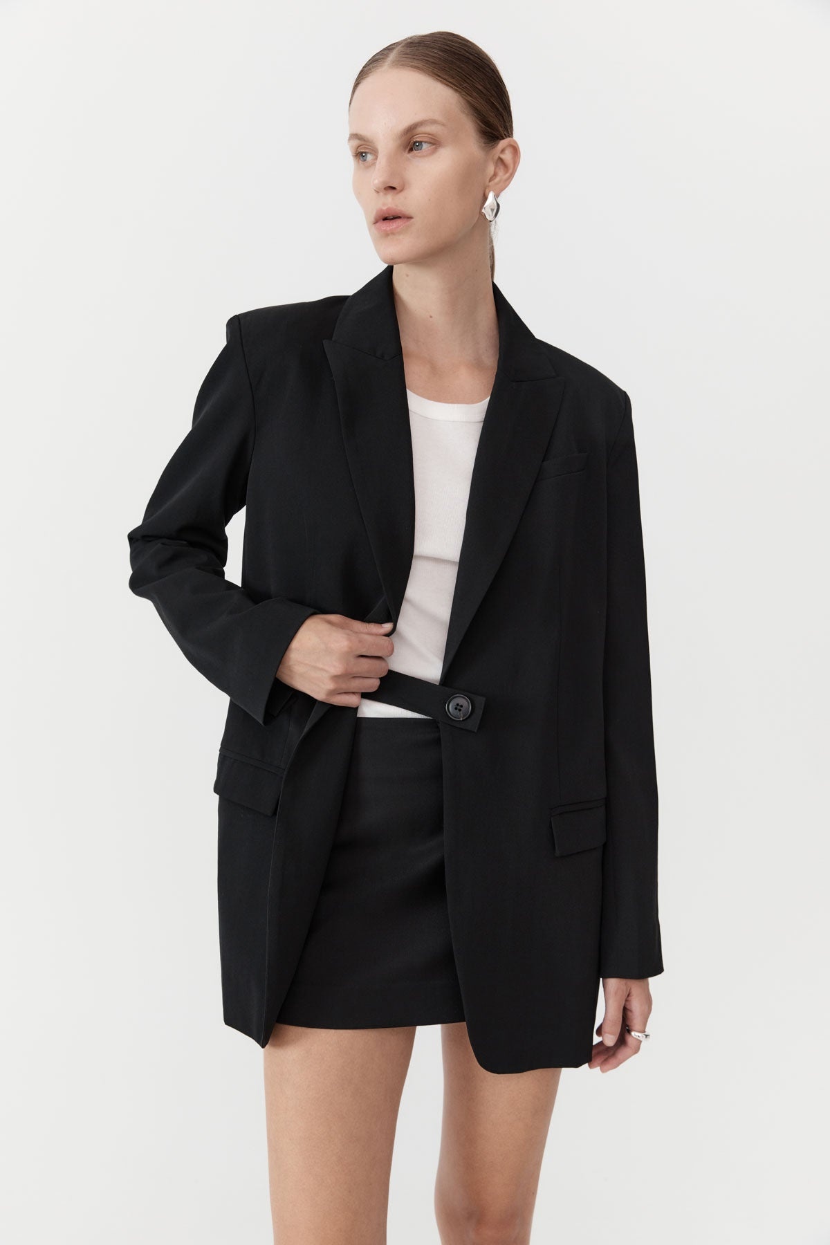 Belt Detail Blazer - Black - 3