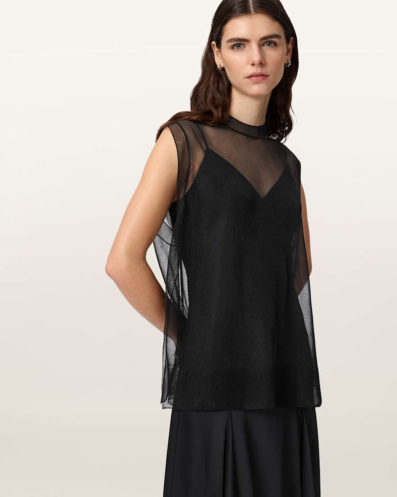 ALLSAINTS AVA SLEEVELESS SATIN MIDI DRESS outlook