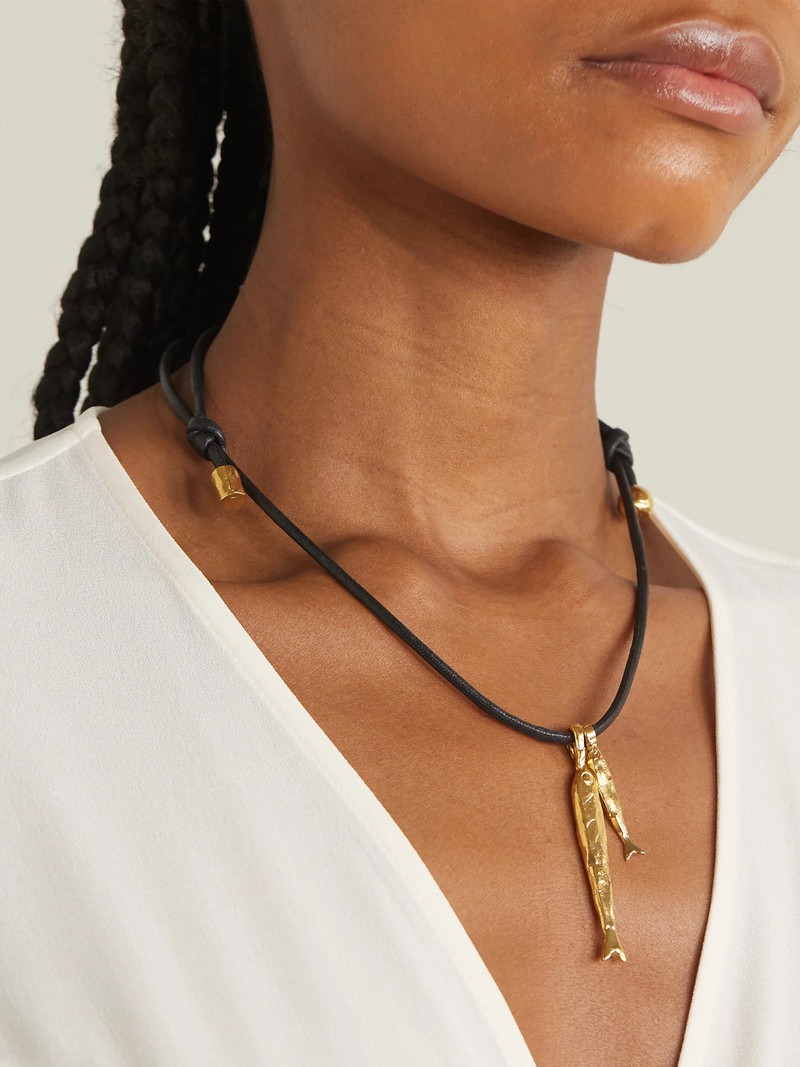 ALIGHIERI + Net Sustain Gone Fishing Gold-plated Cord Necklace outlook