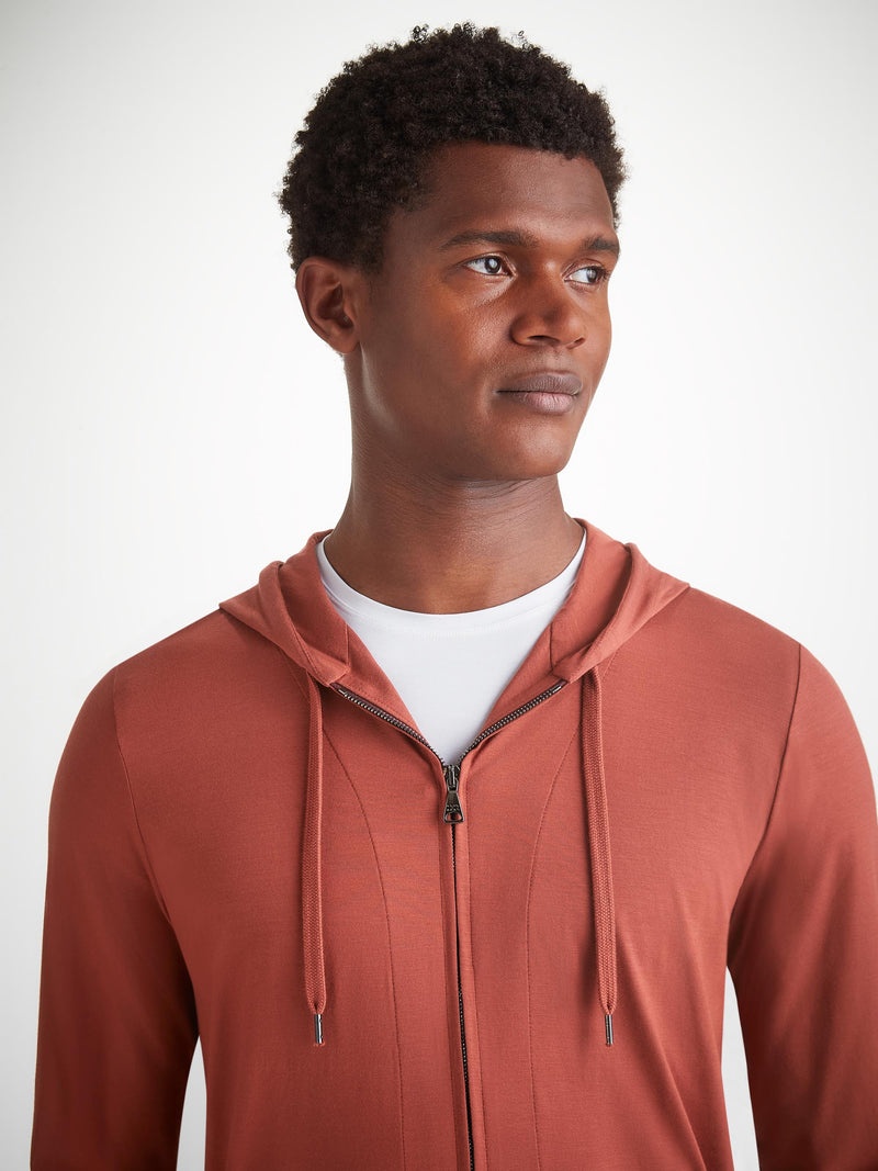 Men's Hoodie Basel Micro Modal Stretch Rust Red - 5