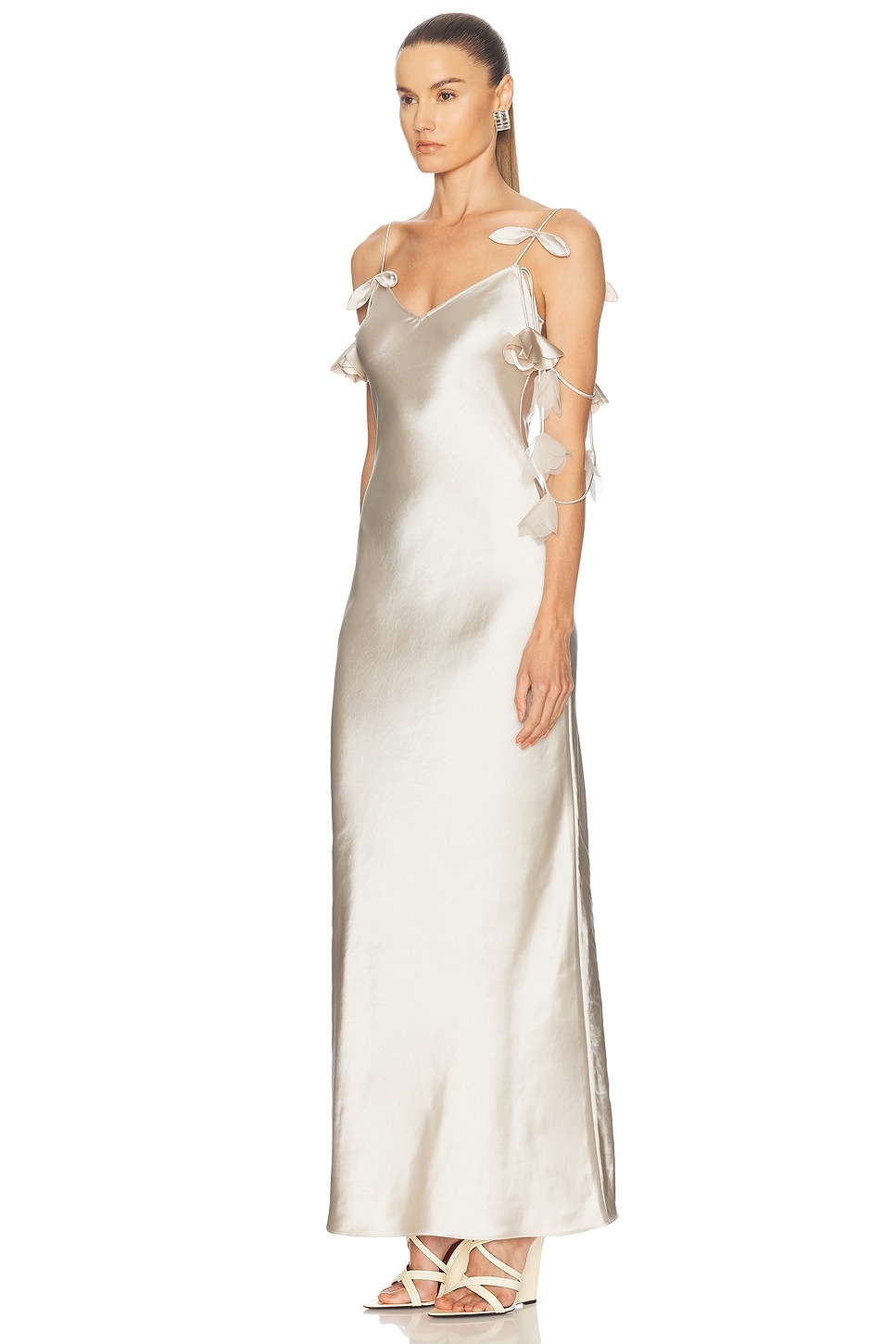 Satin Flower Maxi Dress - 3