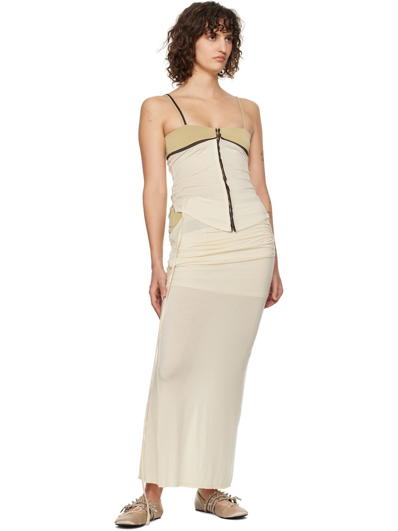 OPEN YY Off-White Contrast Trim Maxi Skirt outlook