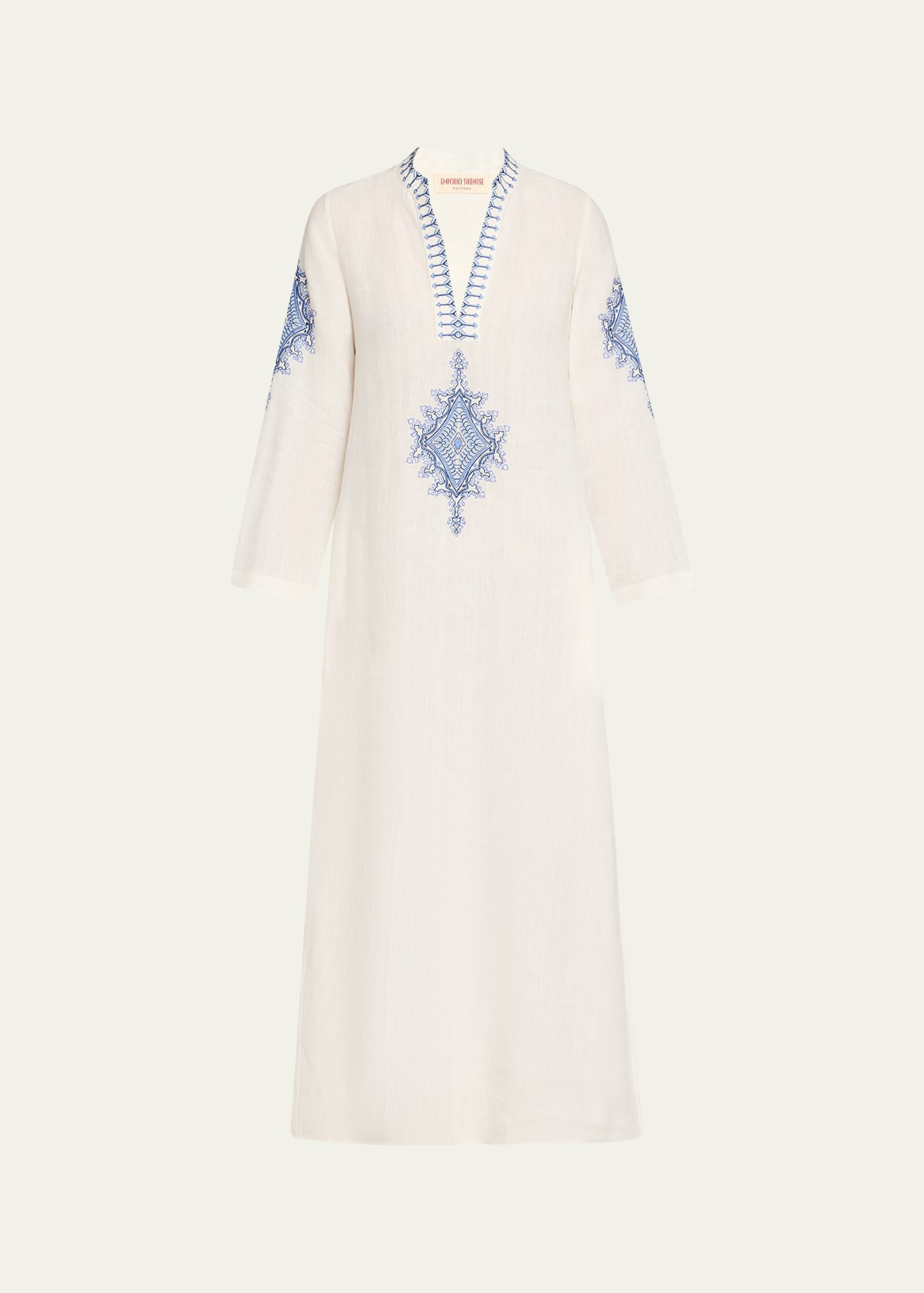 Jenna Astragal Embroidered Linen Midi Dress - 1