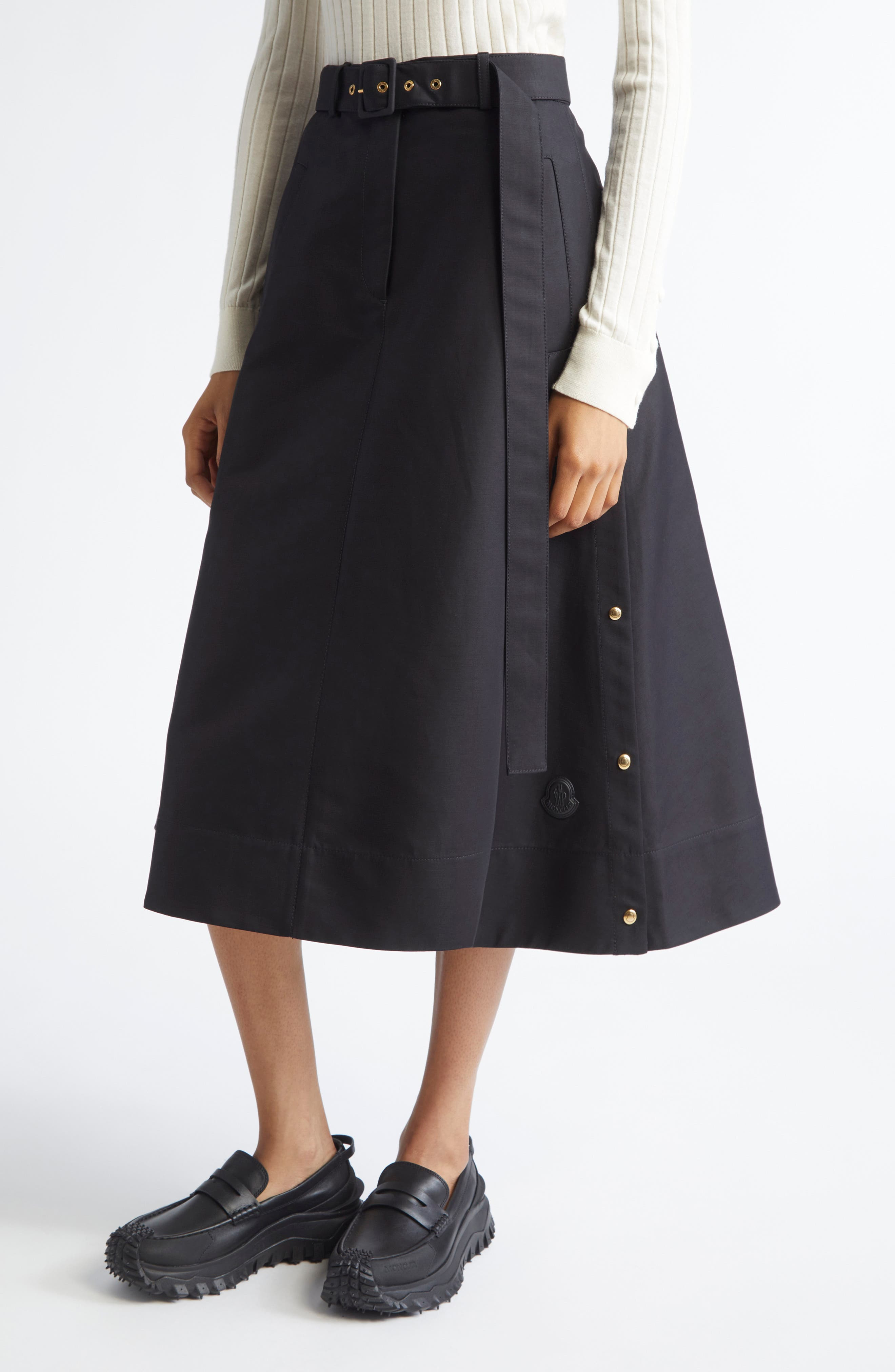 Moncler Belted A-Line Skirt in Black at Nordstrom - 5