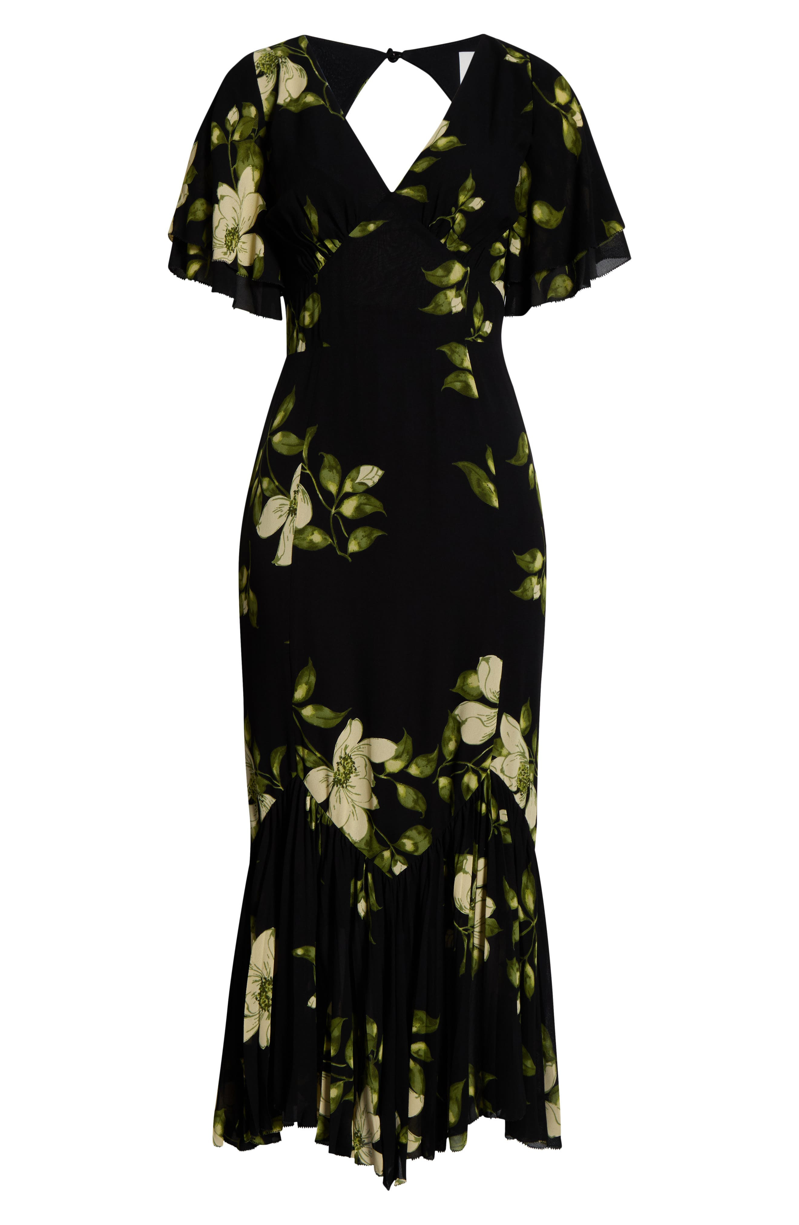 Reformation Salvia Floral Flutter Sleeve Mermaid Dress in Mood For Love at Nordstrom - 5
