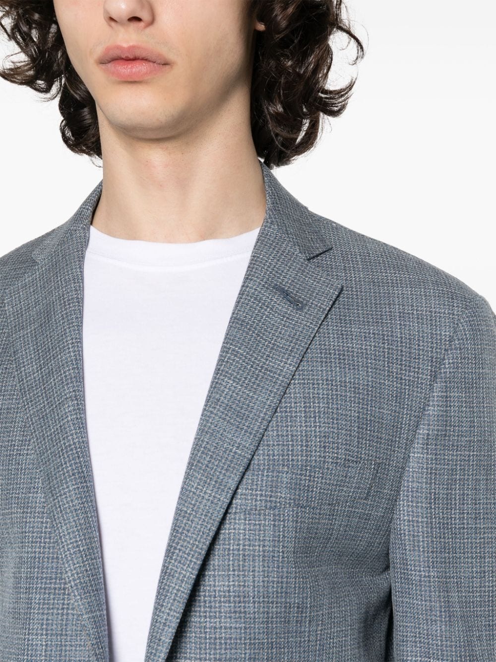 checked single-breasted blazer - 5