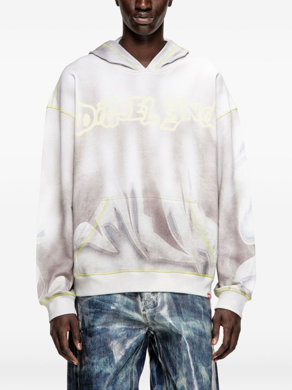 graffiti-print cotton hoodie - 3