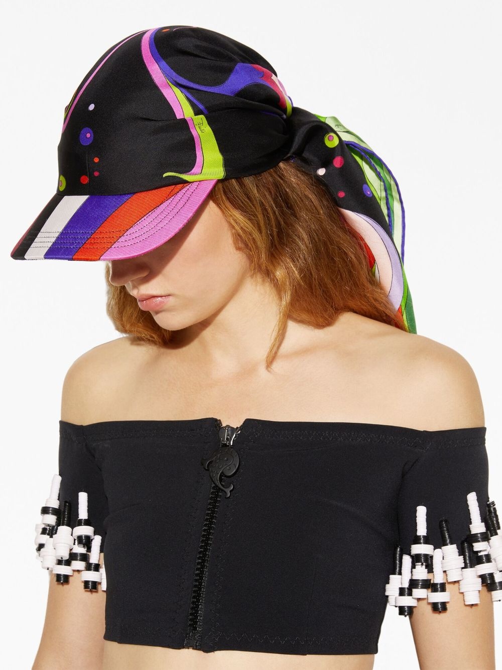 graphic-print silk cap - 4