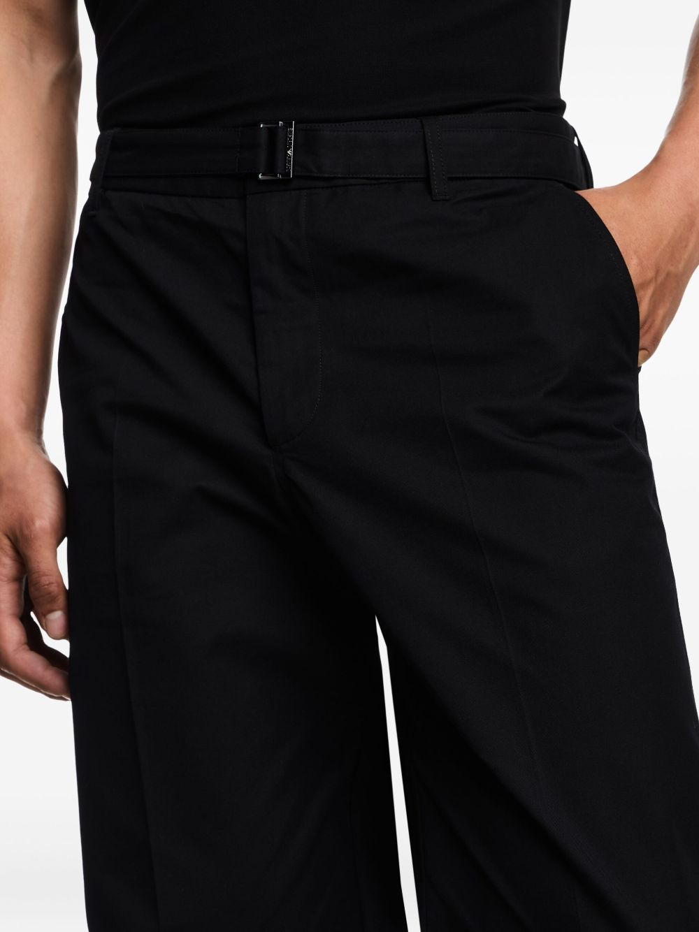 belted flat-front trousers - 5