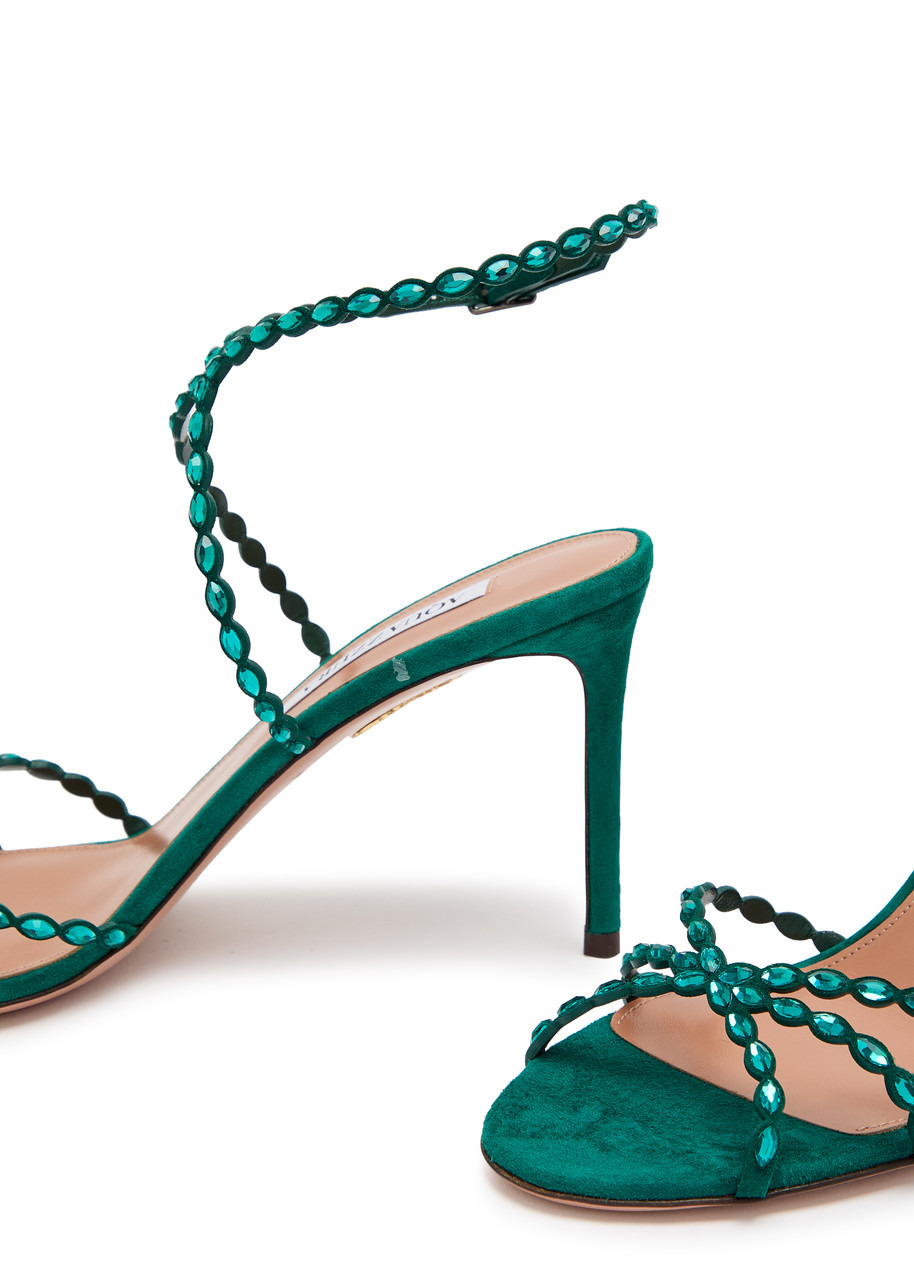 Aquazzura Love Struck 85 Embellished Suede Sandals - 4