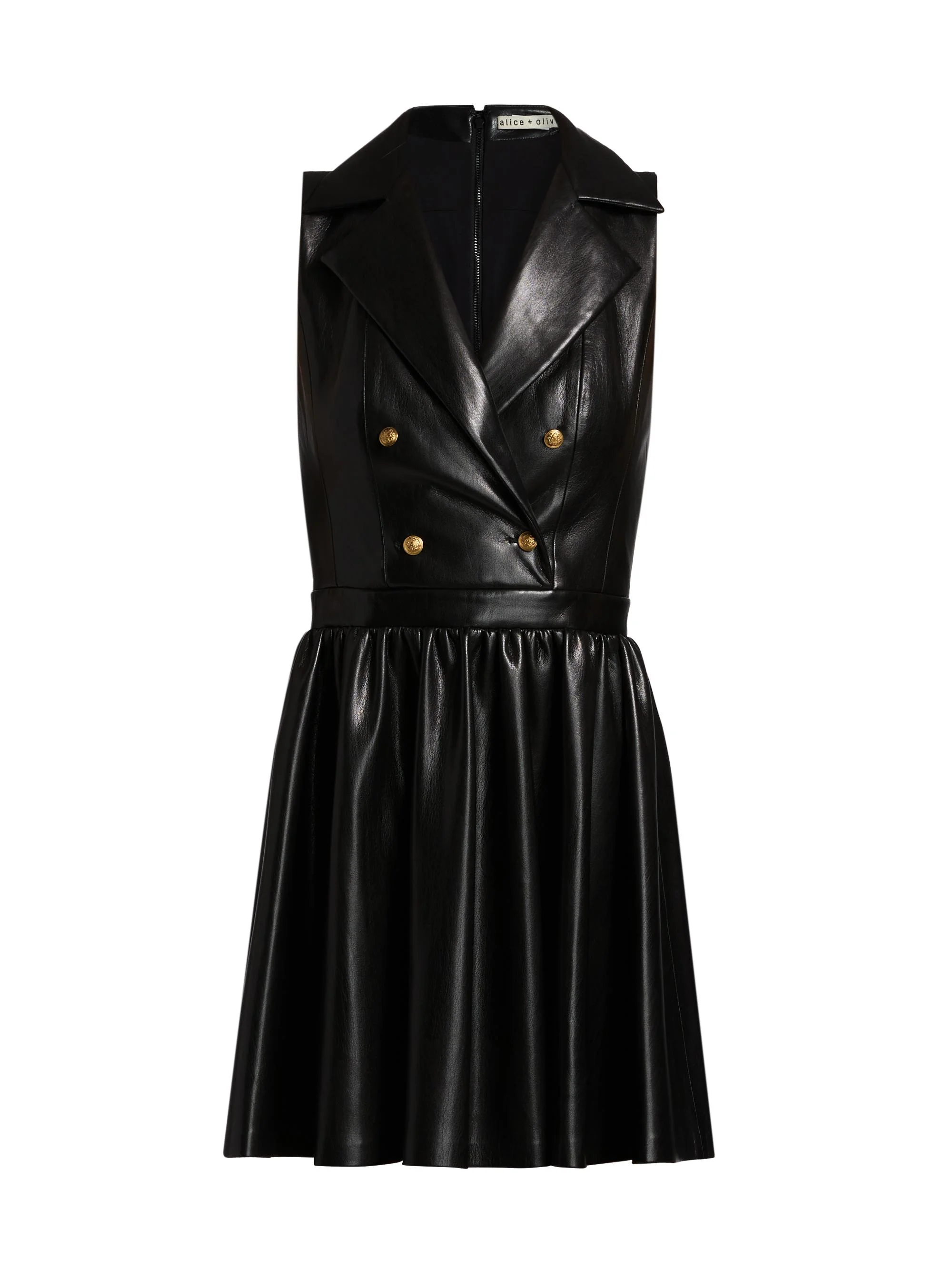Women's Emmy Faux-Leather Surplice Minidress - Black - 1
