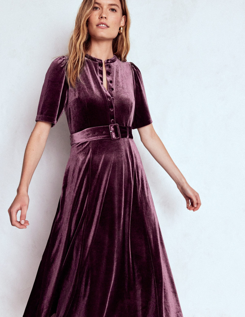 Kate Velvet Shirt Dress-Dark Cherry 5