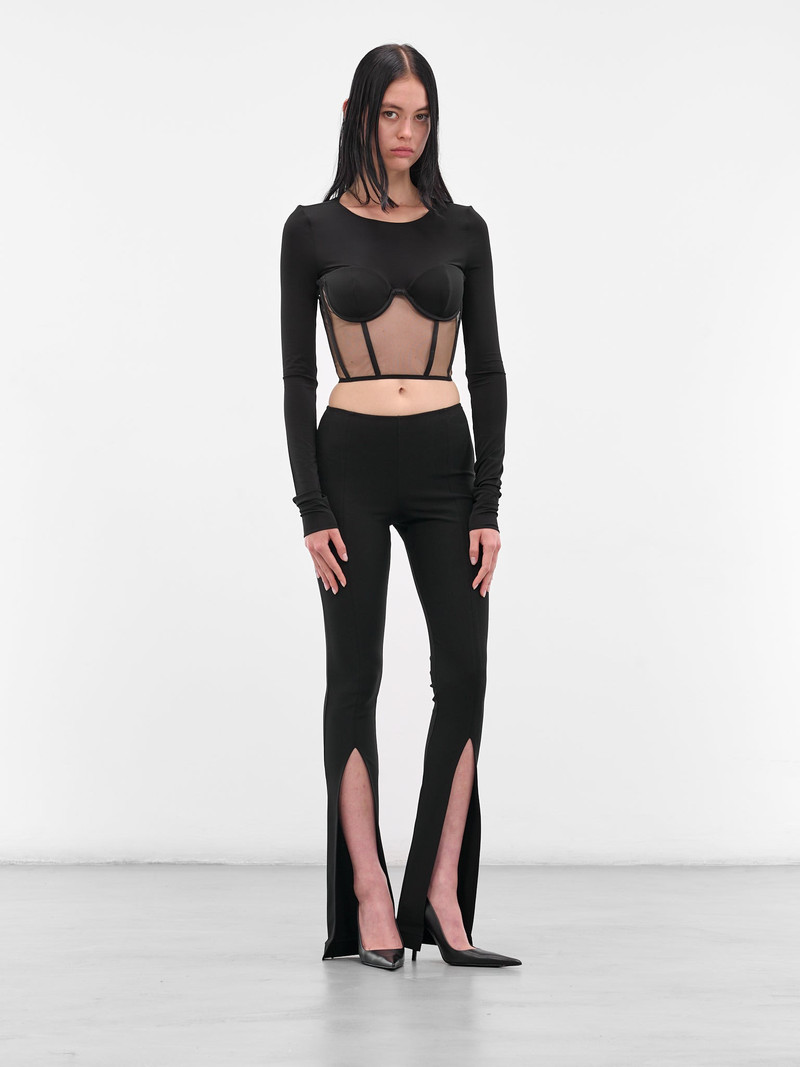 NENSI DOJAKA Black Bustier Long Sleeve Top outlook