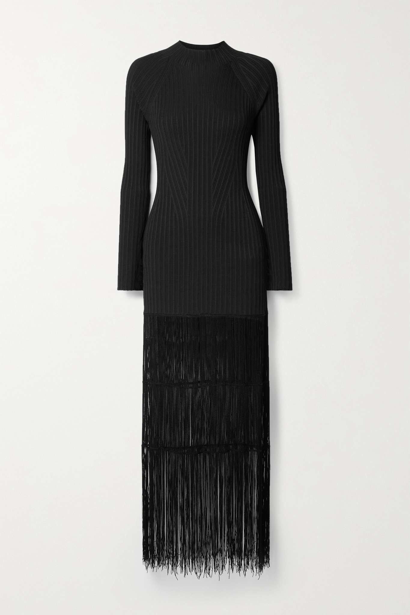 Cedar fringed ribbed-knit maxi dress - 1