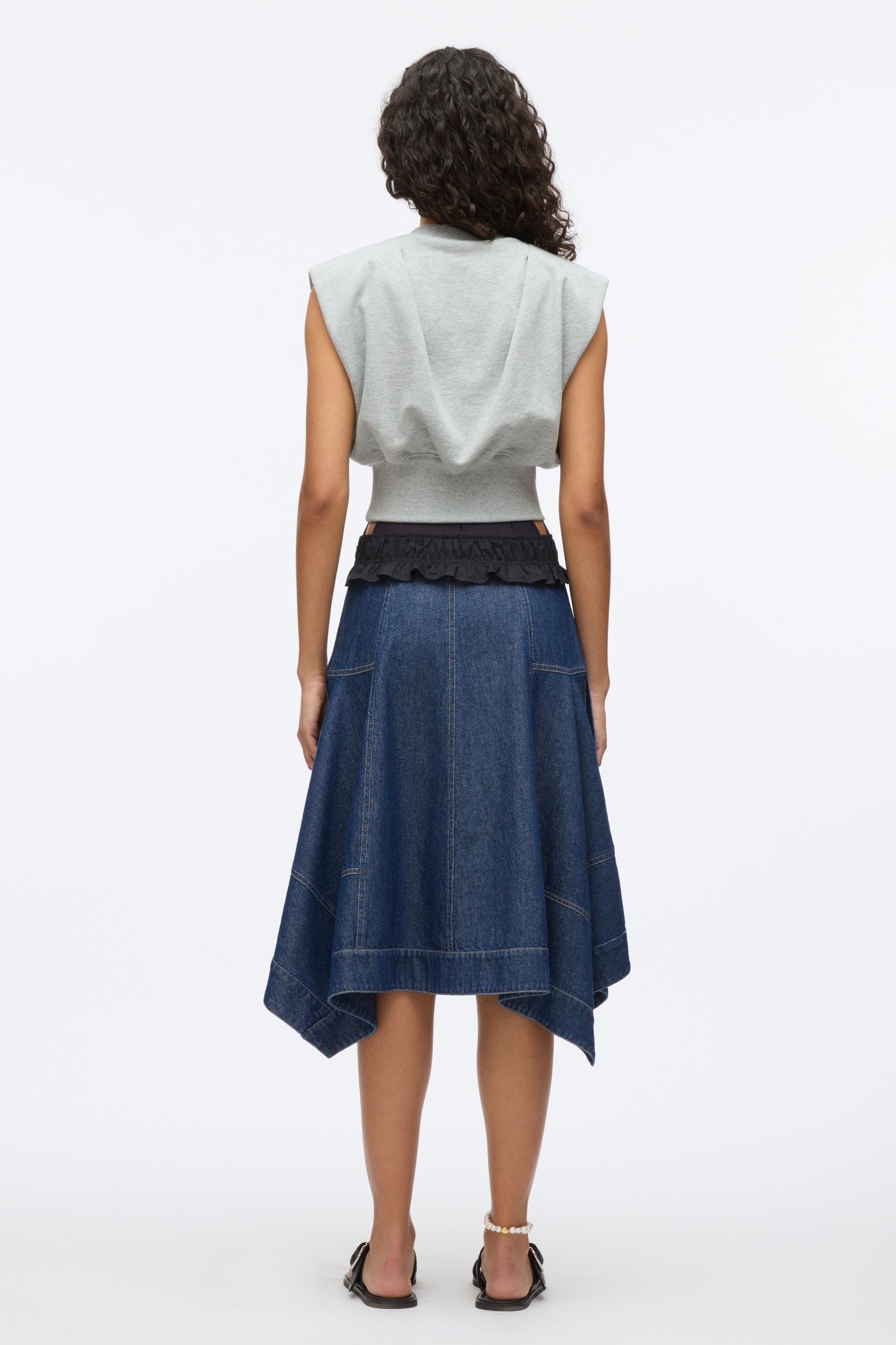 French Terry Dress with Denim Combo - 3