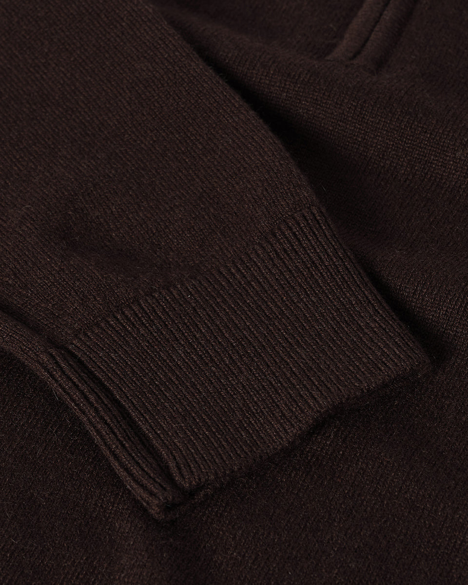 Classic Cashmere Brown Zip Neck Jumper - 6