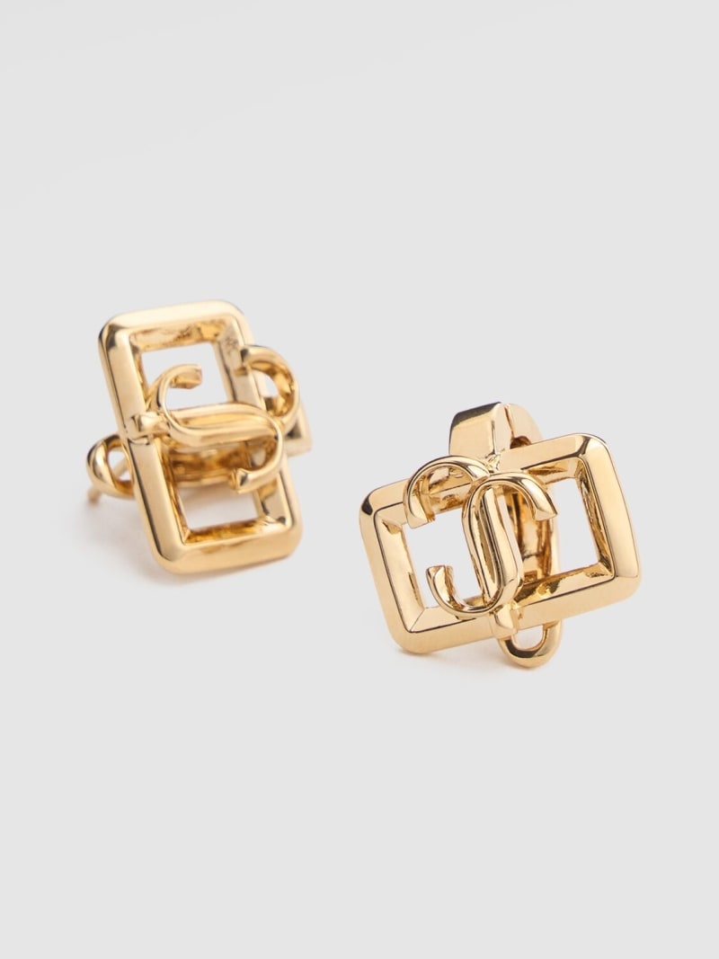 Square metal stud earrings - 2