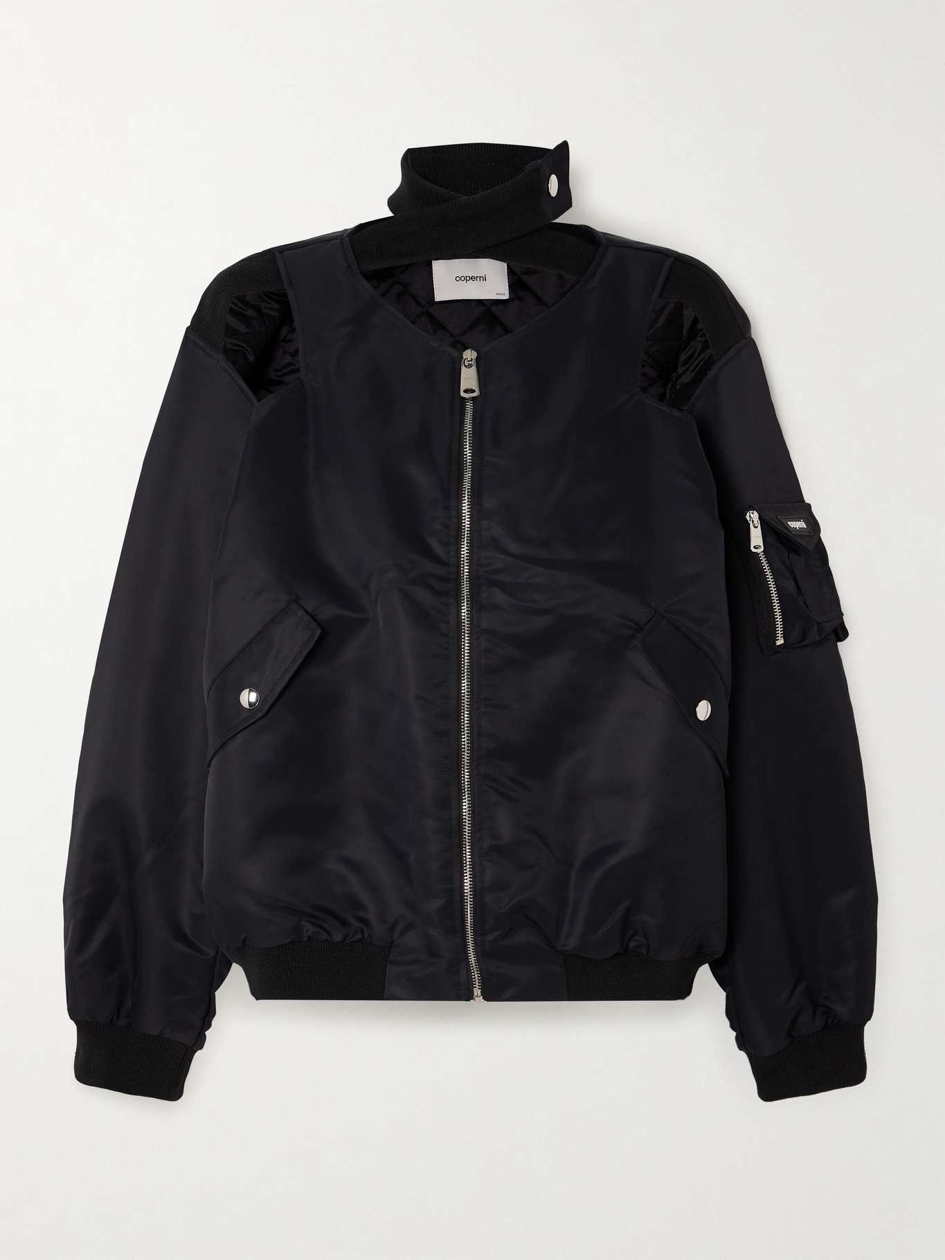 Cutout recycled-satin bomber jacket - 1