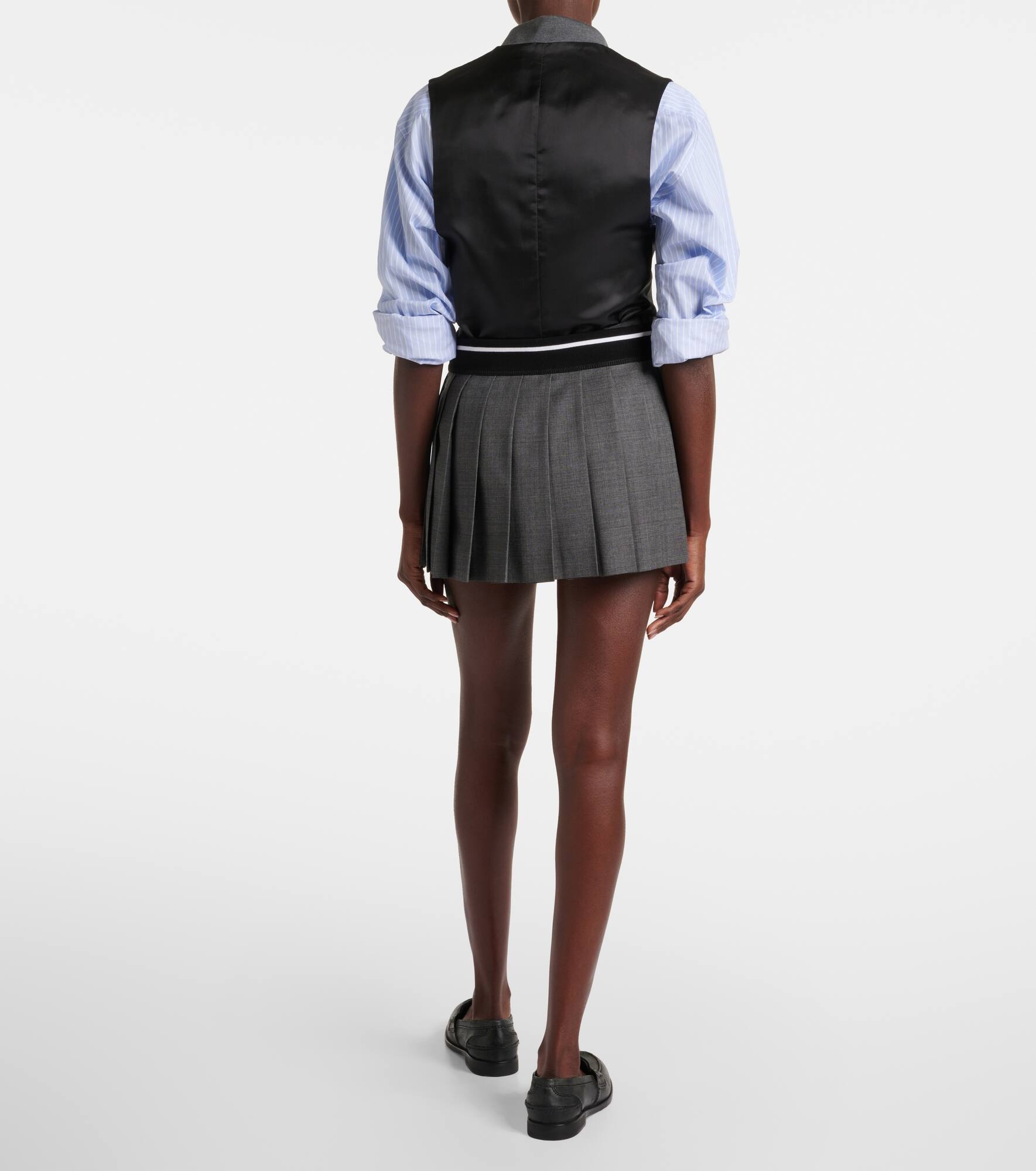 Pleated virgin wool mini skirt - 3