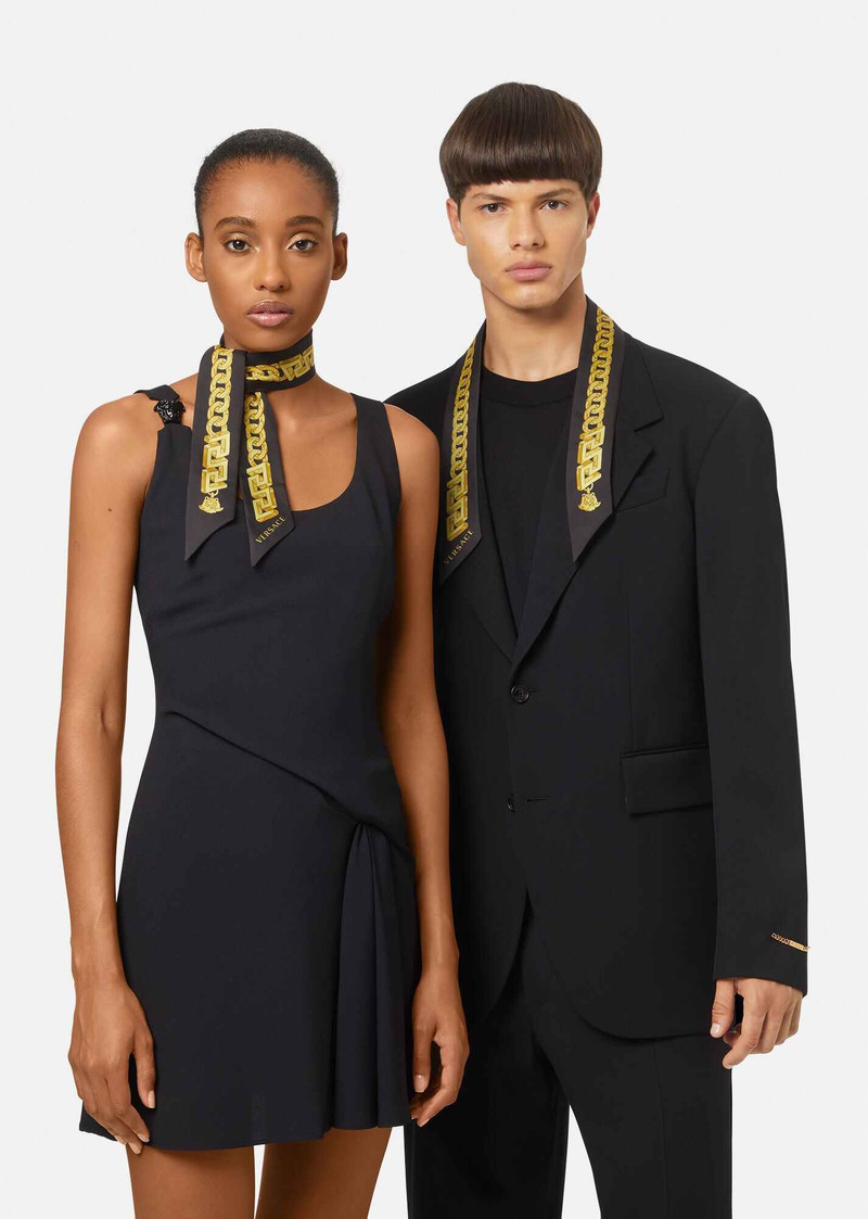 VERSACE Chain Pinstripe Scarf Tie outlook