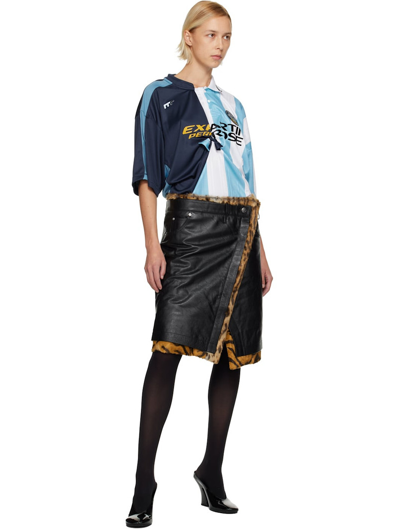 Martine Rose Black Wrap Leather Midi Skirt outlook