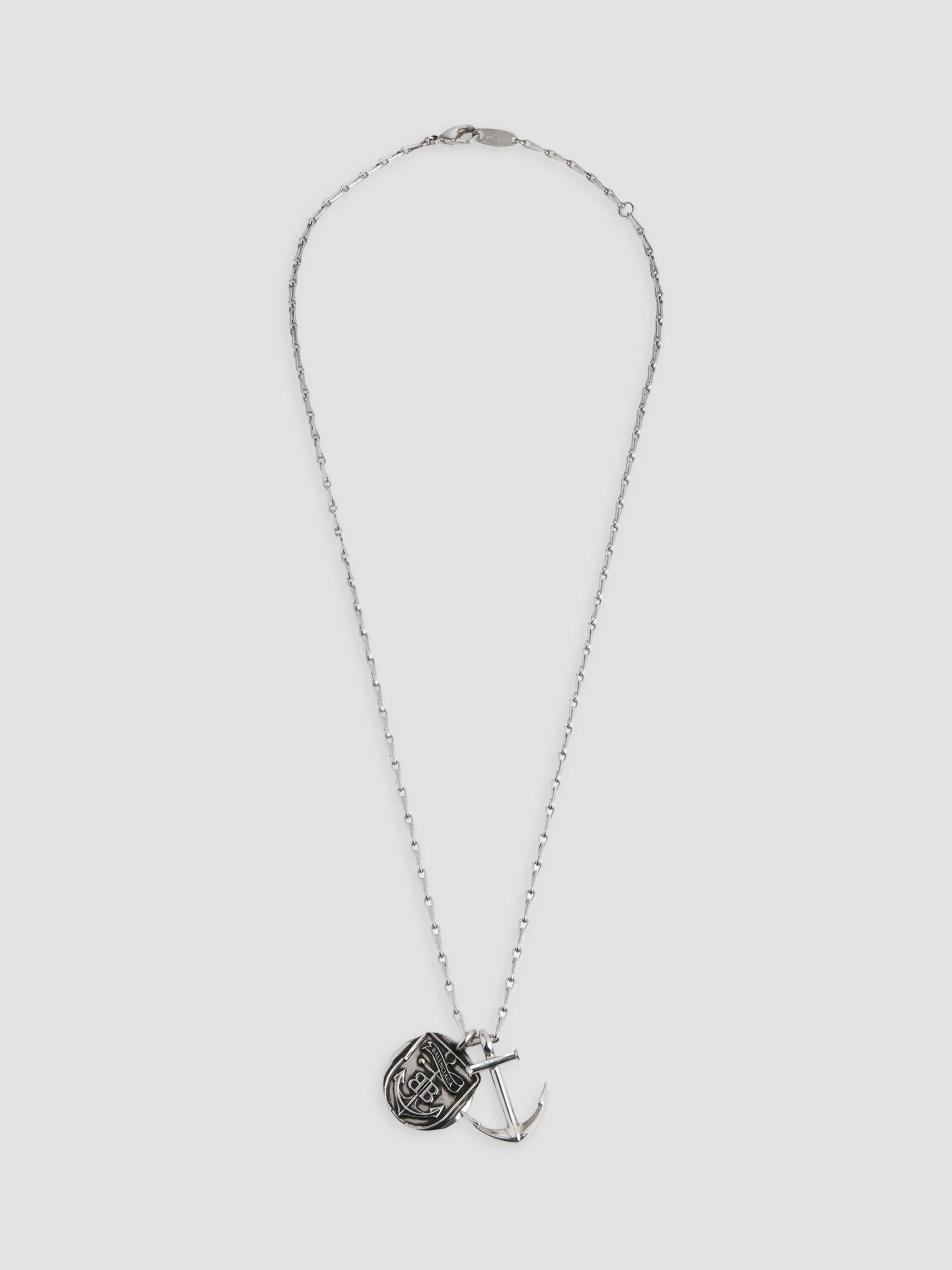 Men's Anchor Crest Charms Necklace - Antique Silver - 1