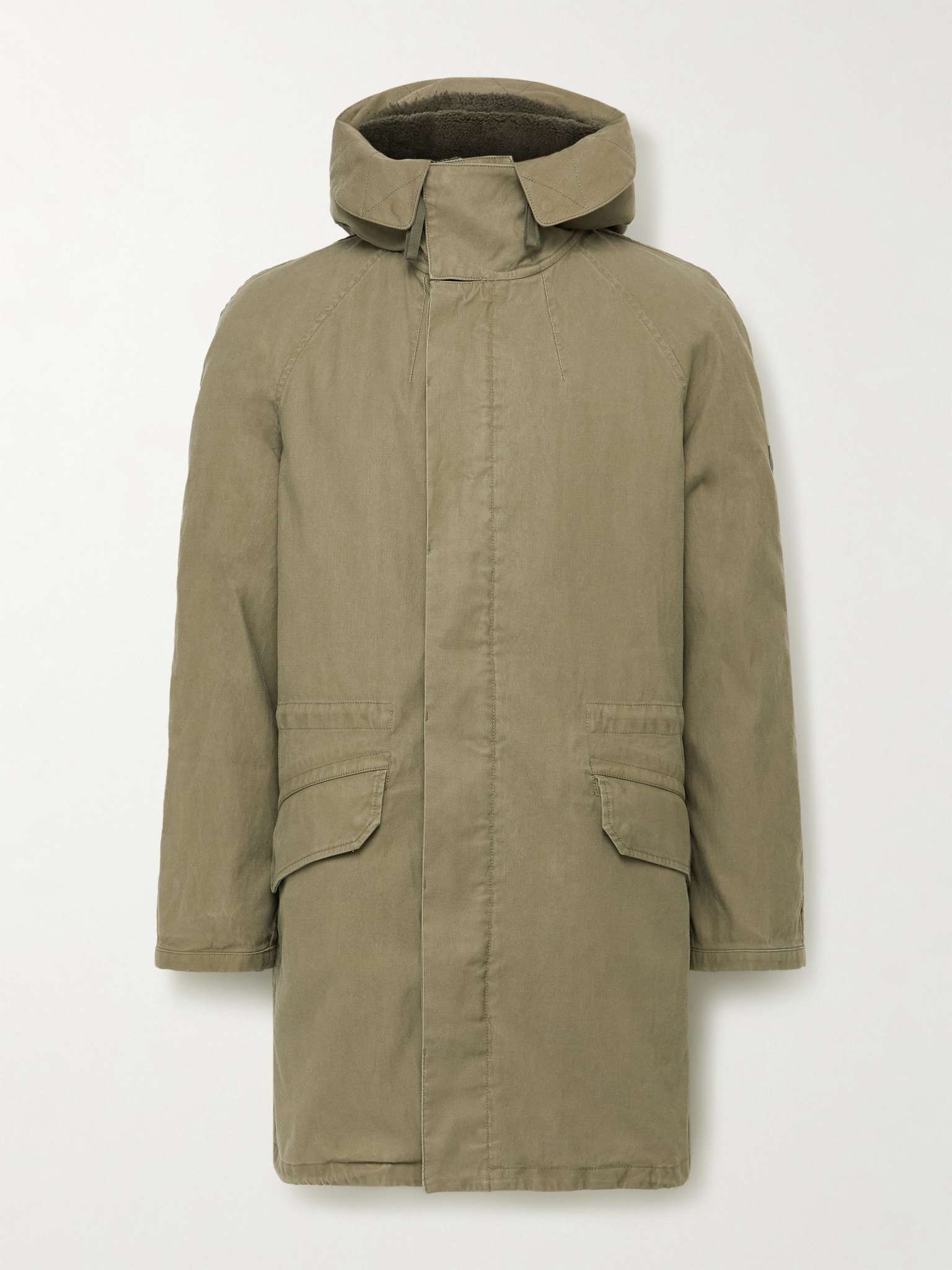 Cotton-Twill Parka with Detachable Shearling and Shell Hooded Down Liner - 1