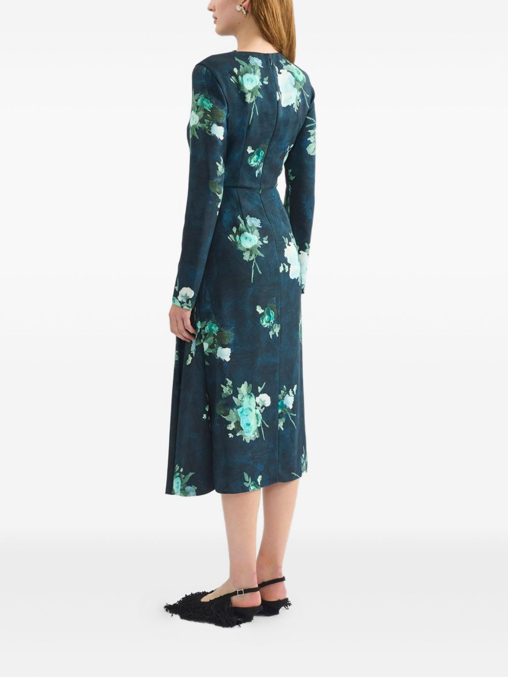 floral-draped midi dress - 3