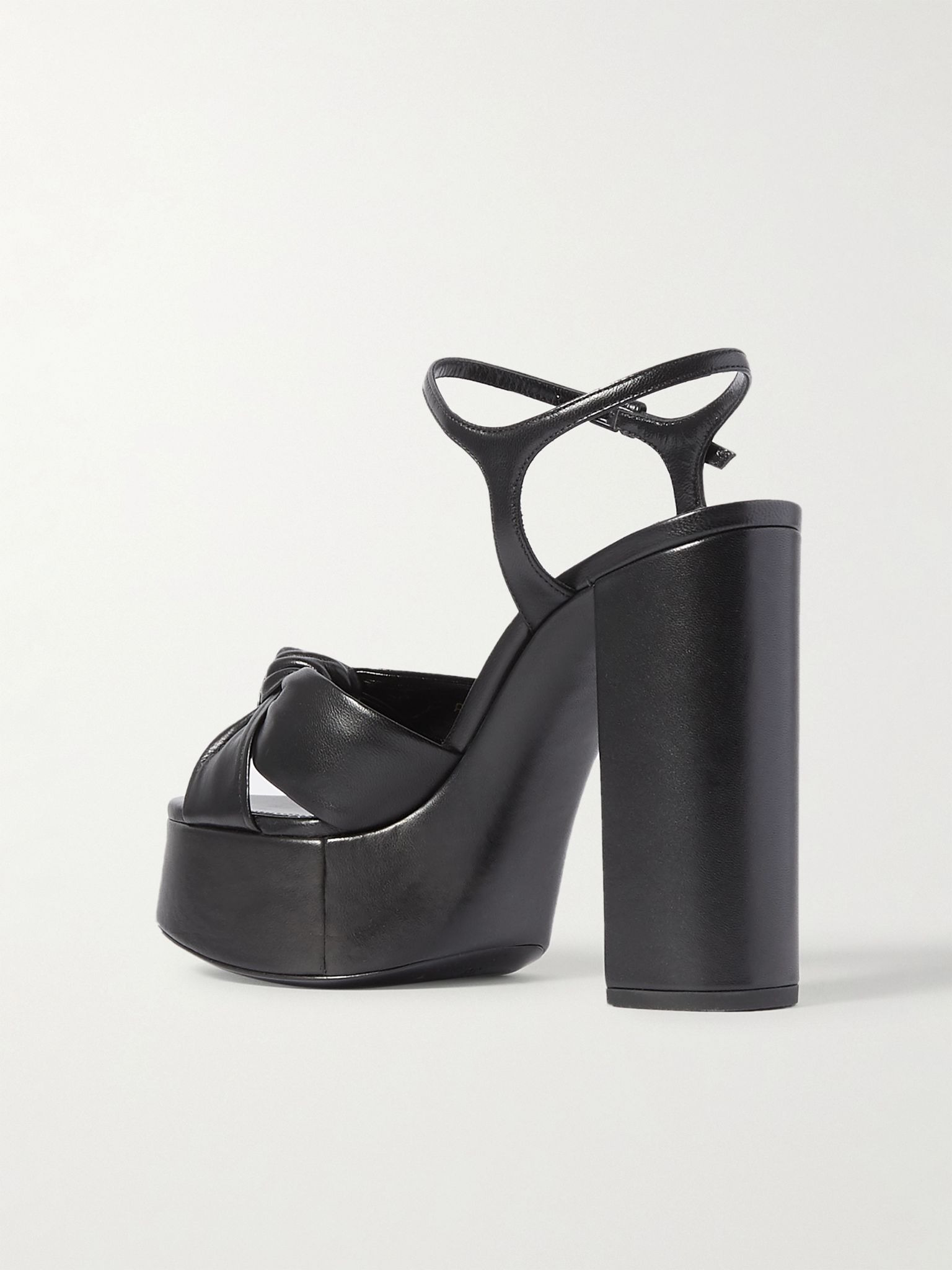 Bianca knotted leather platform sandals Black - 3