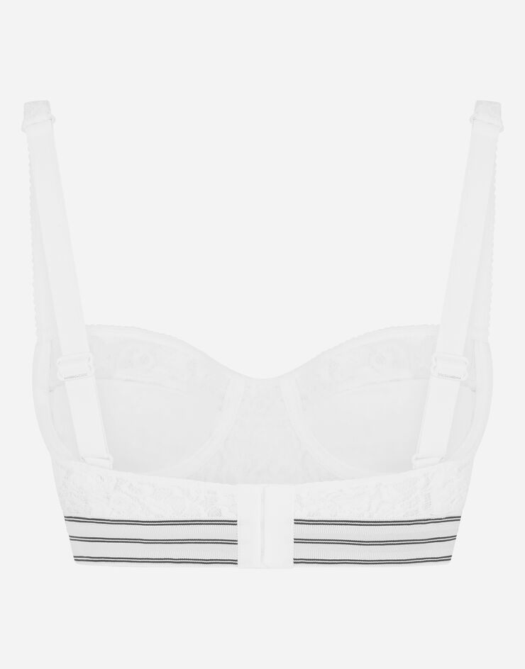 Lace balconette bra with branded elastic - 3