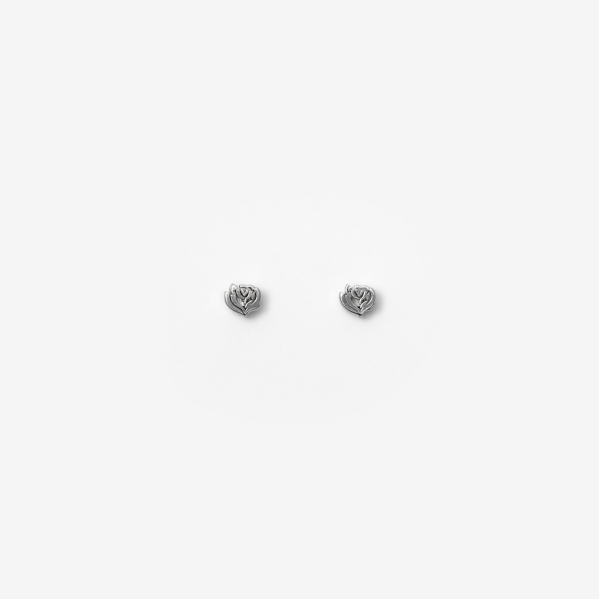 Silver Rose Stud Earrings - 1