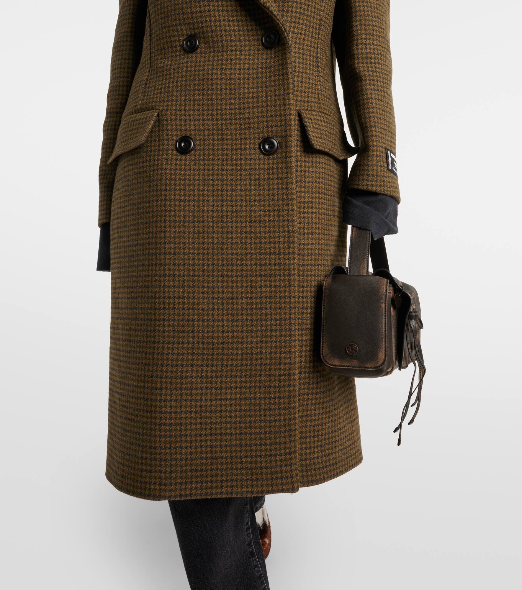 Checked double-breasted wool-blend coat - 6