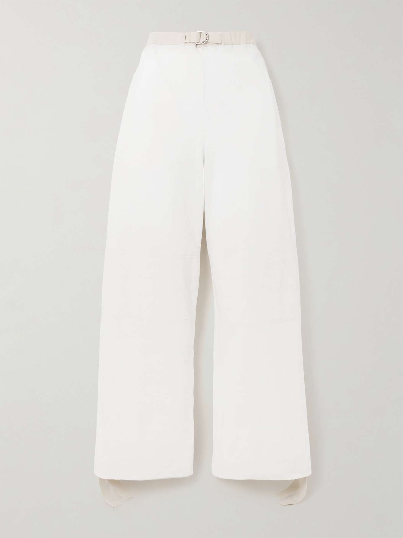 Belted embroidered cotton straight-leg pants - 1