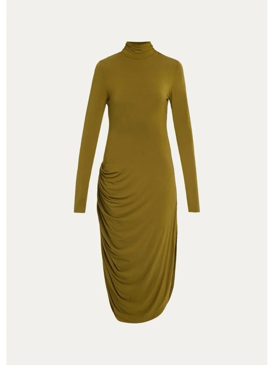 Imogen Draped Turtleneck Dress - 1