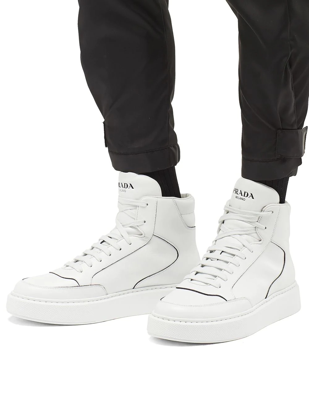 embossed logo hi-top sneakers - 6