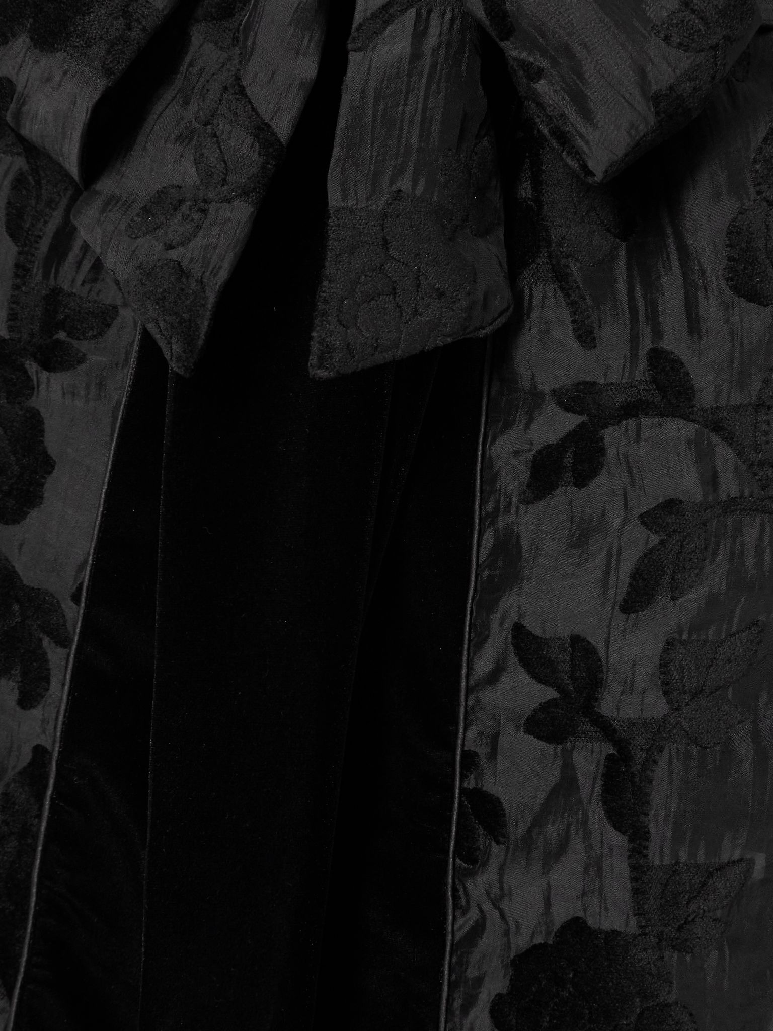 Porzia velvet-trimmed fil coupé satin robe Black - 5