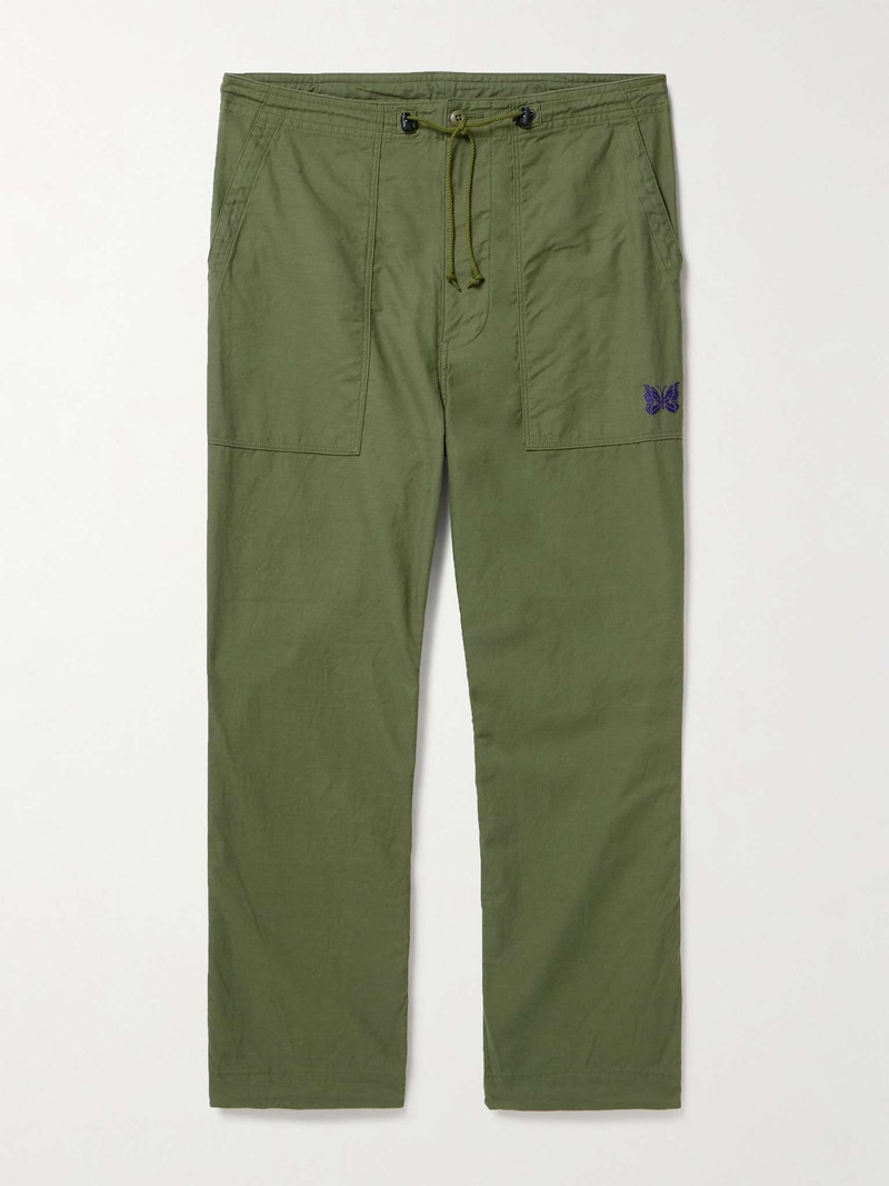 Straight-Leg Logo-Embroidered Cotton-CanvasTrousers 1
