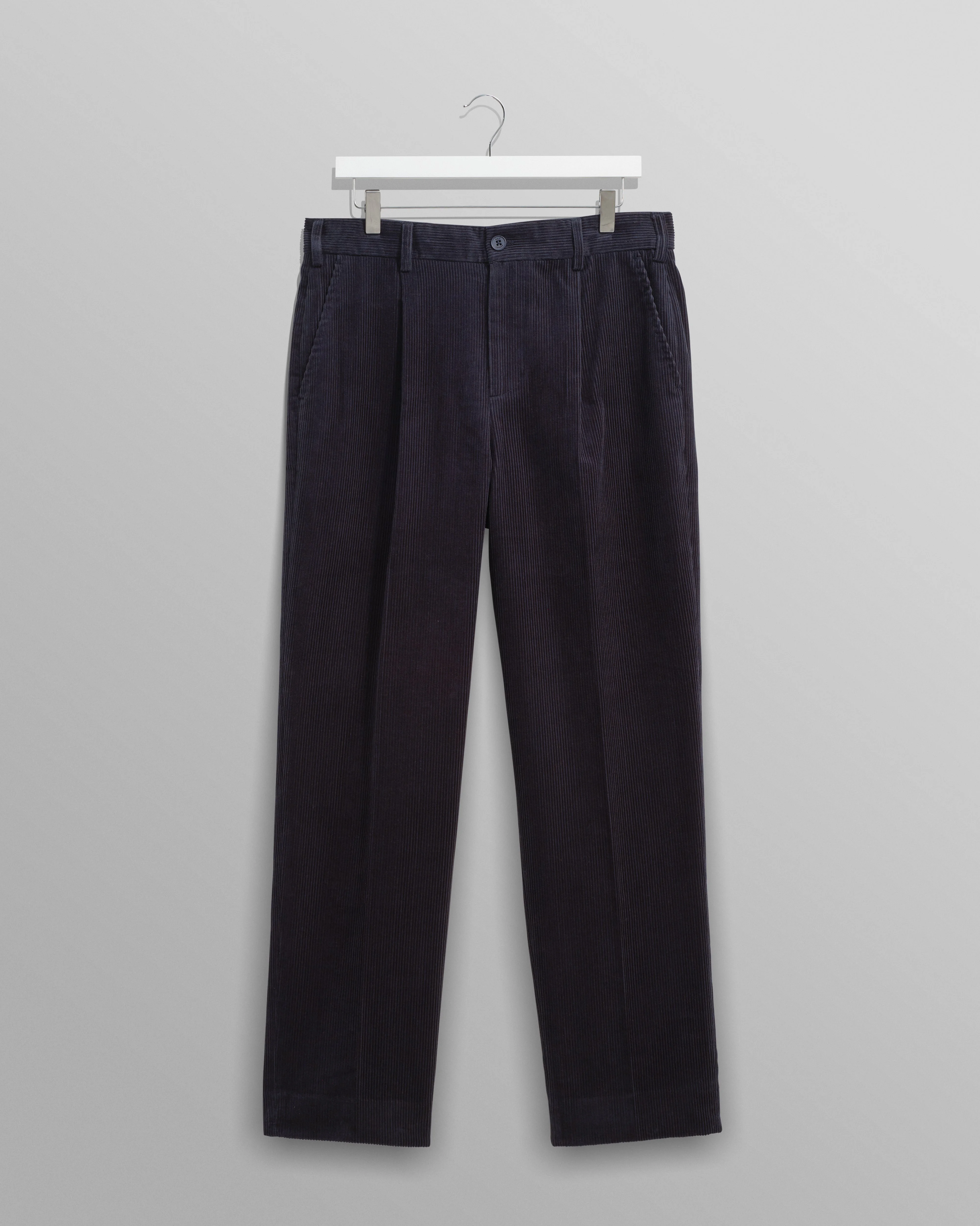Aubyn - Navy Soft Corduroy Pleated Trousers - 1