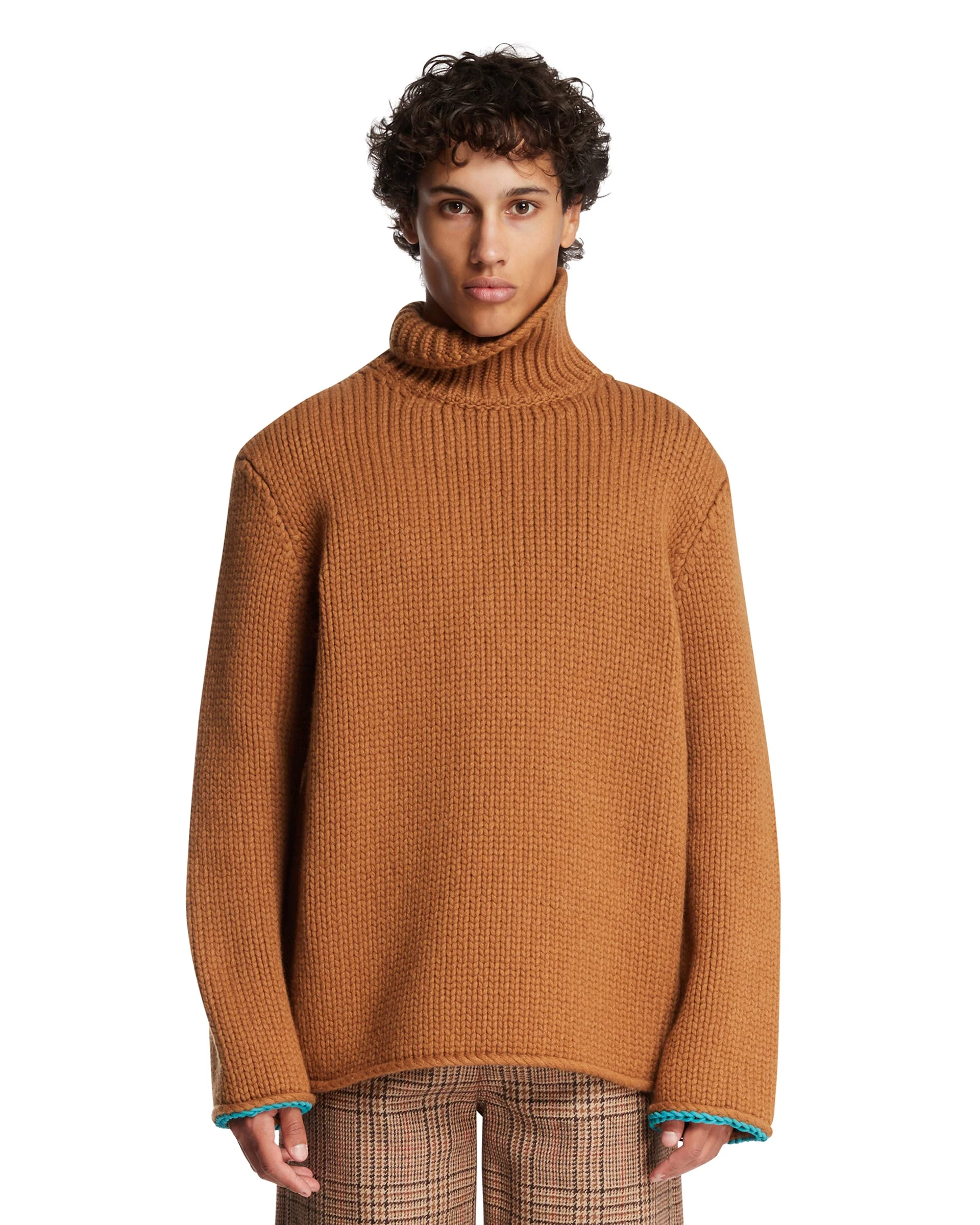 Brown Wool Turtleneck Sweater - 1